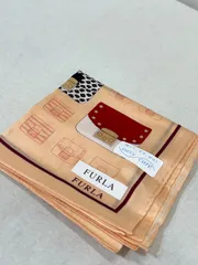 未使用☆FURLA フルラ ハンカチ オレンジ系 バッグプリント