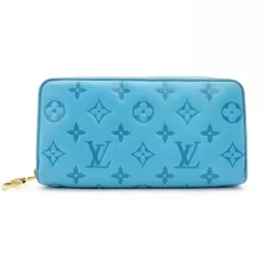 ルイヴィトン LOUIS VUITTON エンボス ジッピーウォレット ターコイズ ブルー レザー 長財布 ゴールド金具 7-12-451