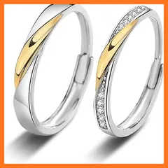 【新品】 [Rockyu] ペアリング フリーサイズ シンプル メンズ レディース 純銀 メビウス指輪 捻る 二色 ジルコニア 光面 シルバー925 金属アレルギー対応 サイズ調整可能 結婚指輪 婚約指輪 オープンリング アクセサリー 0