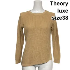 ◇ セオリーリュクス Theory luxe クルーネックセーター ニット 長袖 リブ編み アシンメトリー ベージュ 綿混 38 M 9号 レディース S6A187