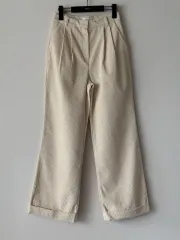 新品 アイボリー コーデュロイ ストレート 丸のまま パンツ
