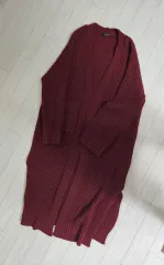ダバガール バーガンディ ロング ニット カーディガン F