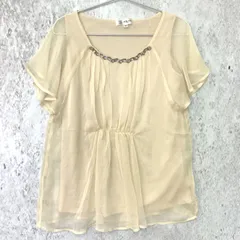 MICHEL KLEIN ミッシェルクラン フロントビジュー シフォン ブラウス アイボリー 38サイズ □〇