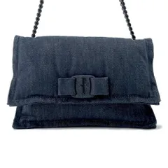 サルヴァトーレ・フェラガモ ショルダーバッグ VIVA BOW ビバ ボウ ヴァラリボン デニム GG-210363 Ferragamo