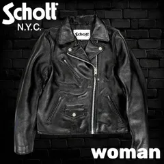 Schott N.Y.C. ショット 本革 羊革 ラムレザー ダブルライダース レザージャケット レディース 3221005 定7.4万 ブラック ▲150▼50916m02