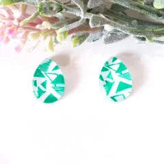 ☆MaA様専用☆no.477、722　レジン　しずく型　幾何学模様　三角　緑　ピアス　イヤリング　ハンドメイド
