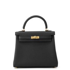 エルメス ハンドバッグ ケリー25 内縫い ブラック/ゴールド金具 トゴ K刻印 2wayショルダー 黒