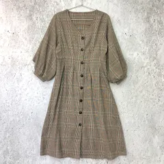 Radarista ラダリスタ チェック柄 パフスリーブ ワンピース グレー系 Mサイズ 〇◇
