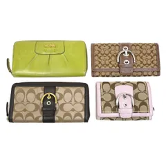 COACH コーチ 長財布 ラウンドファスナー 馬車 キャンバス レザー 4個セット 07BS377