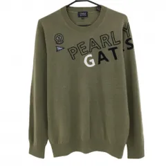 【超美品】パーリーゲイツ セーター ブラウン系×黒 胸元ロゴ ニット メンズ L ゴルフウェア PEARLY GATES