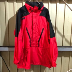 1458 Columbia ハーフジッププルオーバーナイロンジャケット レッド ブラック L コロンビア ワンポイント 刺繍ロゴ アウトドア 古着卸 アメリカ仕入