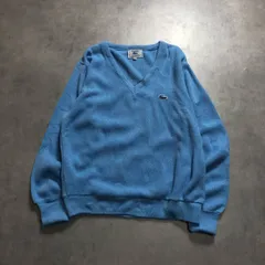 WQ1035●IZOD LACOSTE：70's~80’s糸巻きタグニット ●M● 水色 vintage Vネック セーター 青ワニ アイゾットラコステ