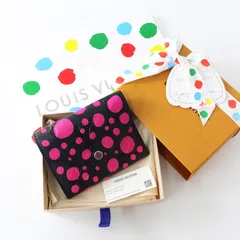 極美品 2023年 ルイヴィトン 草間彌生 M81956 LV×YK ポルトフォイユ・ヴィクトリーヌ モノグラムアンプラント 財布┃黒【2400014677430】