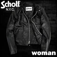 Schott N.Y.C. ショット 本革 羊革 ラムレザー シングルライダース レザージャケット レディース 782-2950602 定6.6万 ブラック ▲132▼50916m03