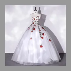 【新品?未使用】 花嫁 ウェディングドレス プリンセスライン 白ドレスワンピース 結婚式 披露宴 撮影用 ロングドレス 演奏会 ピアノ発表会 