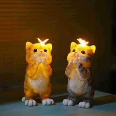 ソーラーライト ねこ かわいい おしゃれ ガーデニング 太陽光 白熱夜ライト子猫 庭の装飾 装飾品 置物 アニマル ねこの置物 ガーデニング装