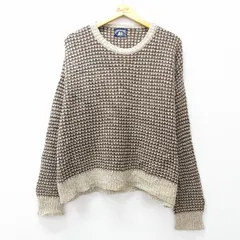 XL/古着 長袖 セーター メンズ 80年代 80s 大きいサイズ ウール クルーネック 茶他 25nov21