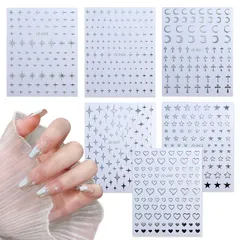 【数量限定】6枚 3Dネイルシール キラキラ スパークリングシルバースター ペーストするだけ ネイルシール ネイルデザインノーダメージ 簡単ネイルアート ネイルアートシール ファッション
