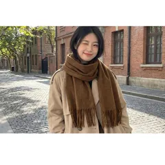 カシミヤタッチ 大判ストール マフラー ブラウン（茶色） アクリル＆レーヨン 膝掛け 羽織り 300g 厚手