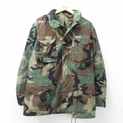 L/古着 長袖 ミリタリー フィールド ジャケット メンズ 90年代 90s M-65 ウッドランドカモ ロング丈 USA製 緑 迷彩 25nov21のサムネイル