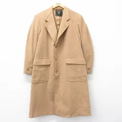 L/古着 長袖 ウール コート メンズ 90年代 90s ロング丈 USA製 ベージュ 25nov21