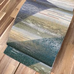 【白山工房】　本場手織り牛首紬　全通染め袋帯　「緑昇山霞文」　中古美品　お仕立て上がり　石川県指定無形文化財　経済産業大臣指定伝統的工芸品　上質な金彩加工！