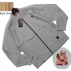 新品正規品 Paul Smith ポールスミス 裏フリース 刺繍 ジップアップ ブルゾン/ジャケットLグレー杢(015) 82-7183