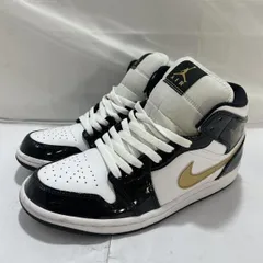 【中古】NIKE AIR JORDAN 1 MID SE Metallic Gold サイズ26cm 852542-007 ナイキ ホワイト ブラック ゴールド[19]