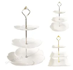 【新品?未使用】 ☆三段ケーキスタンド　フルーツ　タワー　スイーツ　アクセサリースタンド　お茶会　皿 3段プレート パーティー　キッチ