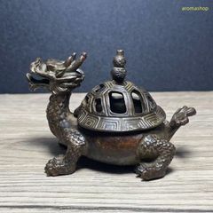古銅製・龍亀香炉・開運風水・蔵品・置物 縁起物、古美術、旧家蔵出し
