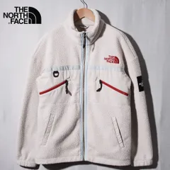 ノースフェイス THE NORTH FACE フリース ジャケット L 相当 表記 M クリーム レッド ブルー ロゴ刺繍 テック アメカジ ストリート 古着 J822