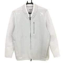 オークリー 切替ジャケット 白×ライトグレー スカルプリント 裏起毛 メンズ M ゴルフウェア Oakley