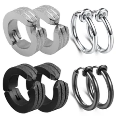 【数量限定】フェイクピアス メンズ イヤーカフ イヤリング ユニセックス フープ ノンホール リングピアス アレルギー対応 クロス めんず プレゼント ピアス フェイク