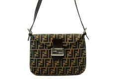 フェンディ マンマバケット ショルダーバッグ ズッカ柄 FFロゴ ナイロンキャンバス 茶 ブラウン FENDI 4412h