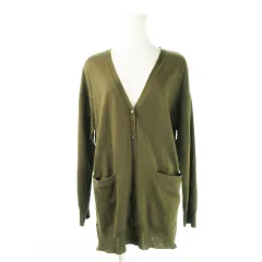 ナノユニバース nano universe The 1st. Floor カーディガン ニット Vネック 長袖 ミドル丈 ウール混 ふんわり 薄手 F 緑 カーキ /CK6