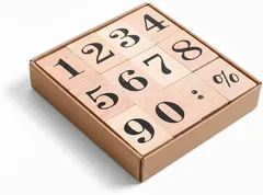 ENN LLC 木製 数字スタンプ セット 大小 曜日 月用 (ウッド(数字))