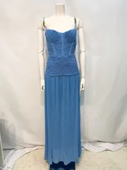 2049 MANNiNGCARTELL キャバクラ　ドレス　プリーツ　スリット　ブルー　シルバー　チャック　ゴールド　チェーン　キャミドレス　ロング　キャバドレス　6サイズ