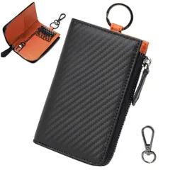 [ARIALK] キーケース メンズ カードケース スマートキー 車キー カーボンレザー カラビナフック 6連 4連 4枚 カード入れ ギフト クリスマス プレゼント 専用BOX付き