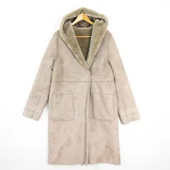 アントマリーズ Aunt Marie's リバーシブル フェイクムートン ロング コート フード F ベージュ kz13712