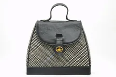 ヴィヴィアン ウエストウッド 希少 ヴィンテージ ハンドバッグ オーブ 千鳥格子 ツイード ウール 黒 ブラック Vivienne Westwood 4314h