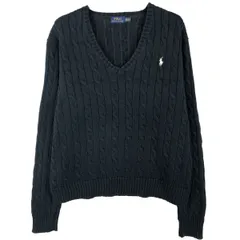 古着 ラルフローレン Ralph Lauren POLO RALPH LAUREN ケーブル編み Vネック コットンニットセーター レディースXL相当/eaa605972