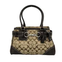 COACH(コーチ) ハンドバッグ シグネチャーキャリーオール 10245 カーキ×ダークブラウン レザー