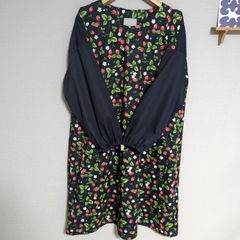 ハンドメイド割烹着 スモック ワンピース - メルカリ