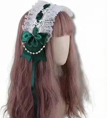 ENN LLC カチューシャ レディース ヘッドドレス リボン レース (グリーン)