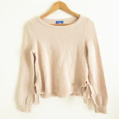 美品 BLUE LABEL CRESTBRIDGE ブルーレーベルクレストブリッジ サイドリボン 長袖 プルオーバー ニット セーター 38 ピンク レディース 古着 中古 USED