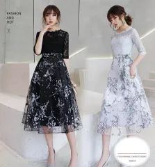 パーティードレス 結婚式 ワンピース パーティドレス 未使用 ミモレ丈 花柄　刺繍 ウェディングドレス ウエディング ドレス 二次会 花嫁 お呼ばれ ワンピース 結婚式 入学式 演奏会用 同窓会 二次会 20代 30csxz84