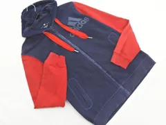 adidas アディダス ロゴプリント 切替 ジップアップ パーカー sizeM/赤ｘ紺 ◇■ メンズ