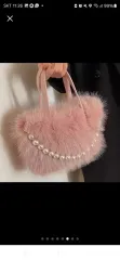 ピンク ファー パール チェーン ミニ トートバッグ (未開封)