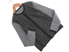 DANAPARIS ダナパリ ウール混 レース切替 カーディガン size7/グレー ◇■ レディース
