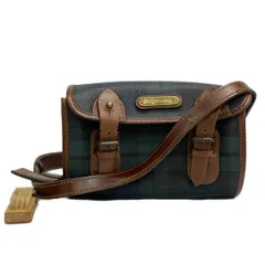 POLObyRalphLauren(ポロラルフローレン) ショルダーバッグ ダークグリーン×ダークブラウン チェック柄 レザー